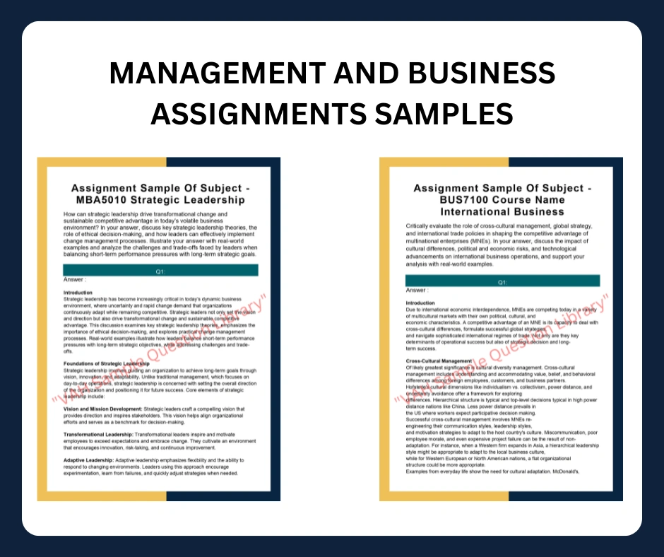 Management and Business Assignments Samples